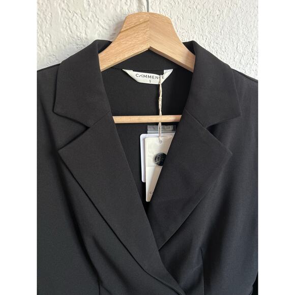 Commense Black Long Sleeve Blazer Mini Dress With Shoulder Pads S NWT - Picture 4 of 7